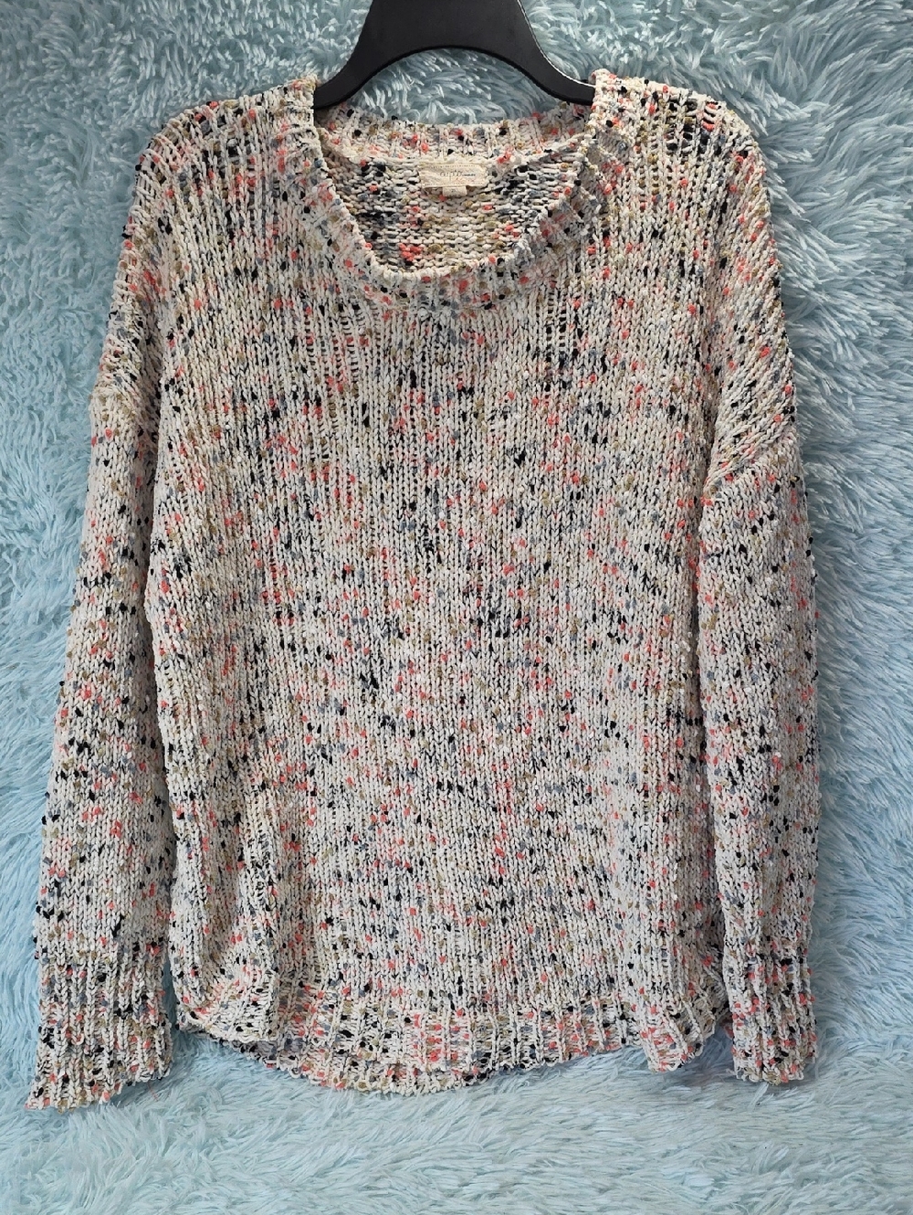 Cupio White Confetti‎ Speckled Crewneck Sweater Multi Flecks 2X